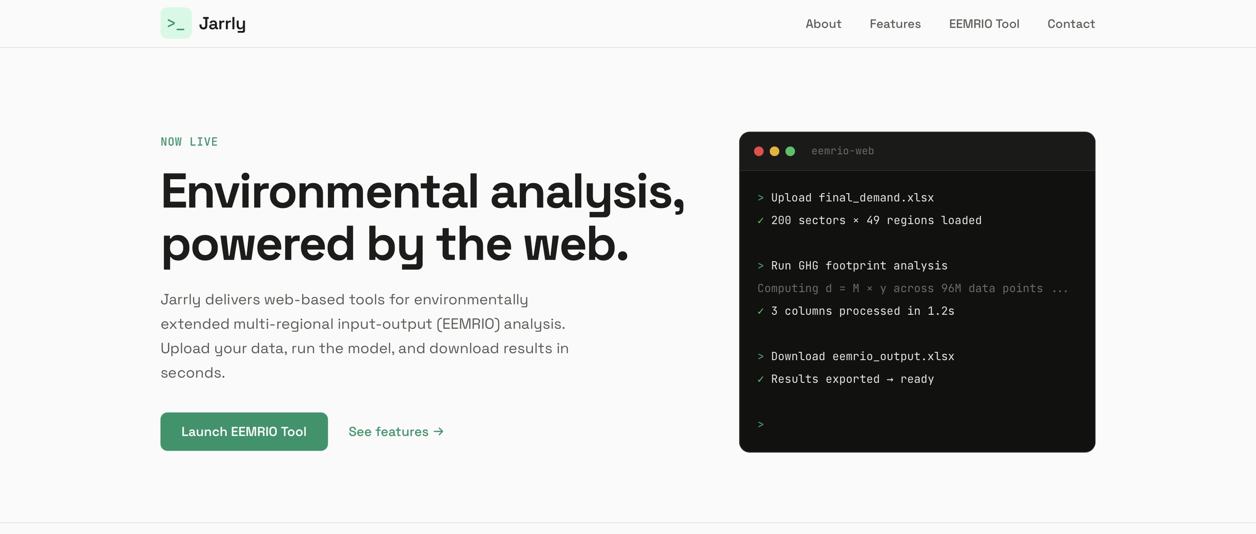Jarrly — environmental analysis platform for carbon footprint calculation